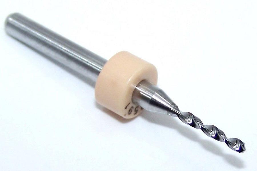 100.0591.400 Kyocera 1.50mm Carbide 2 Flute Drill PCB Type .0591" Diameter .400" Flute 1.50" Length .125" Shank 130° Point