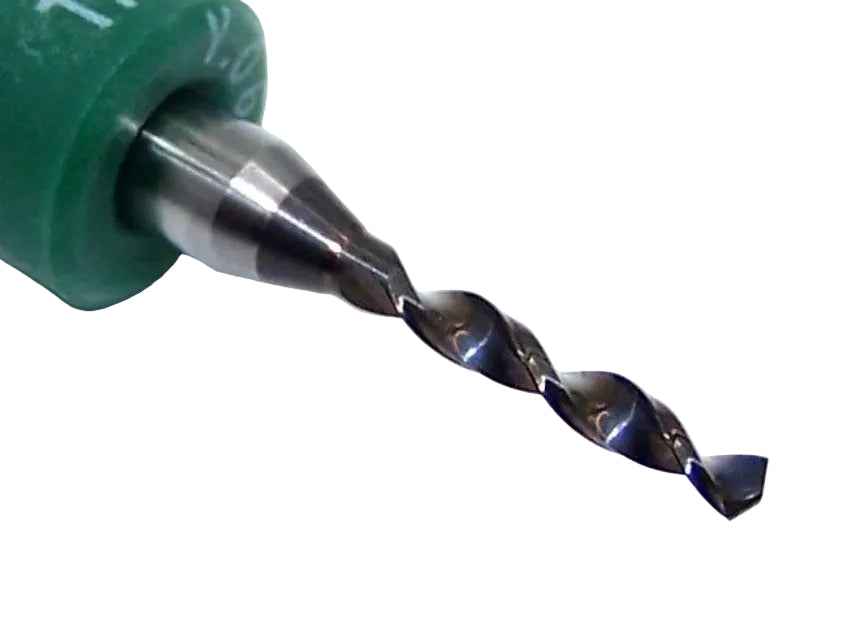 100.0610.400 Kyocera 1.55mm Carbide Drill 2 Flute PCB Type .0610" Diameter .400" Flute 1.50" Length .125" shank