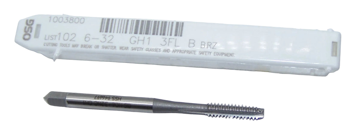 1003800 OSG 6-32 Bottom Cut Tap H1 1.5P 3 Flute HSS Bright