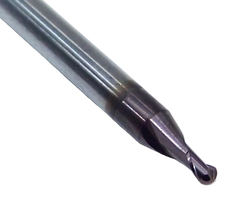 1635-0591L089 Kyocera 1.50mm Carbide 2 Flute End Mill Ball End ALTiN Coated 0.0591" Diameter 0.0890" Flute 1.5" Length 0.1181" Shank
