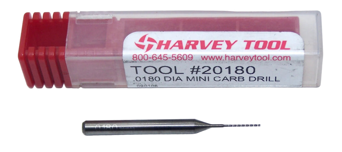 20180 Harvey Tool #77 Solid Carbide 2 Flute Drill PCB Type .0180" Diameter .270" Flute 1.50" Length .125" Shank