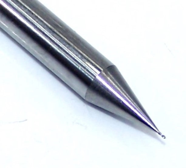 105-0073.025A1 Kyocera .0073" Carbide 2 Flute Drill Bit 0.0073" Diameter 0.025" Flute 1.50" Length 0.125" Shank 90° Point