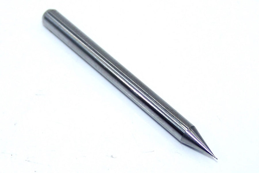 105-0073.025A1 Kyocera .0073" Carbide 2 Flute Drill Bit 0.0073" Diameter 0.025" Flute 1.50" Length 0.125" Shank 90° Point