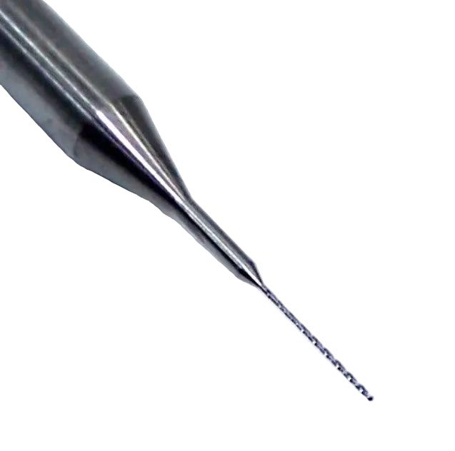 105-0091.220 Kyocera #89 Carbide 2 Flute Drill Bit 0.0091" Diameter 0.220" Flute 1.5" Length 0.125" Shank 118° Point