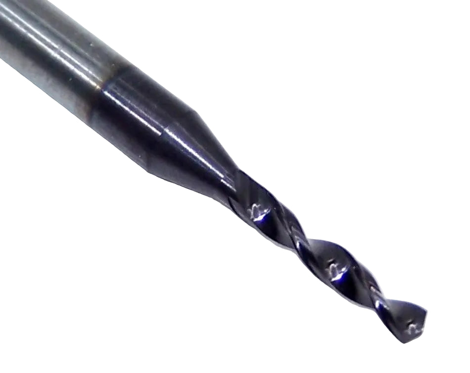 105-0635L400 Kyocera #52 Carbide 2 Flute Drill PCB Type AltiN 0.0635" Diameter 0.400" Flute 1.5" Length 0.125" Shank 130° Point