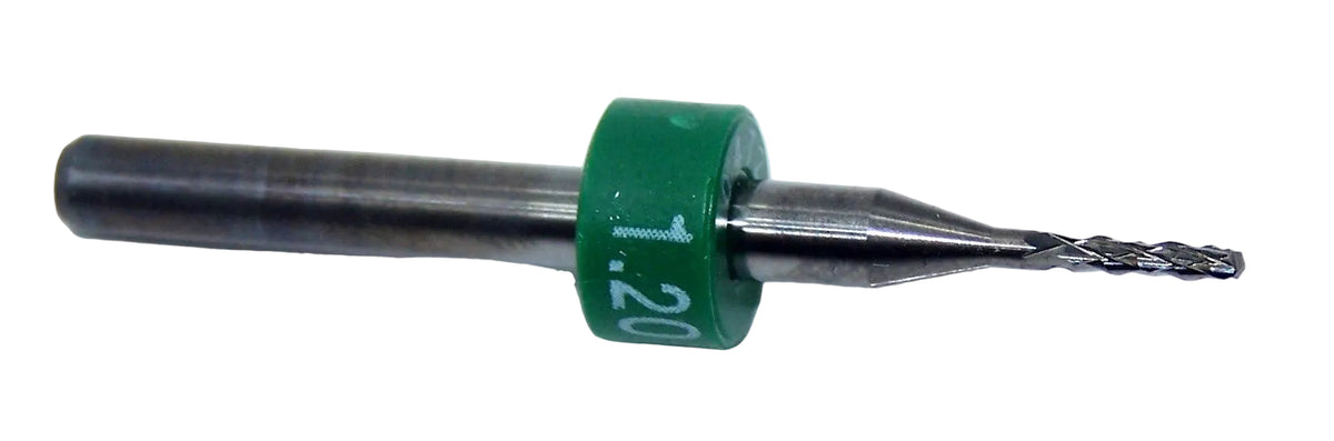 1150O0472F195C1 Kyocera 1.20mm Diamond-Cut Carbide Router Burr Drill Point .0472" Diameter .195" Flute 1.50" Length .125" Shank with rings 1150.0472.195