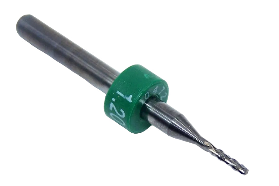 1150O0472F195C1 Kyocera 1.20mm Diamond-Cut Carbide Router Burr Drill Point .0472" Diameter .195" Flute 1.50" Length .125" Shank with rings 1150.0472.195