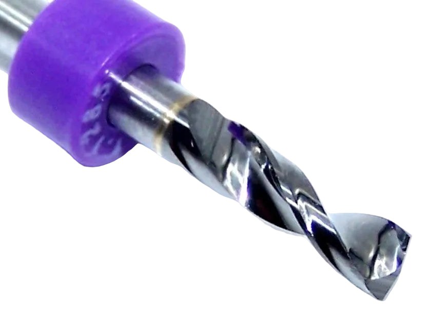 150.1285.500 Kyocera #30 Carbide 2 Flute Drill PCB Type .1285" Diameter .500" Flute 1.50" Length .125" Shank 165° Point