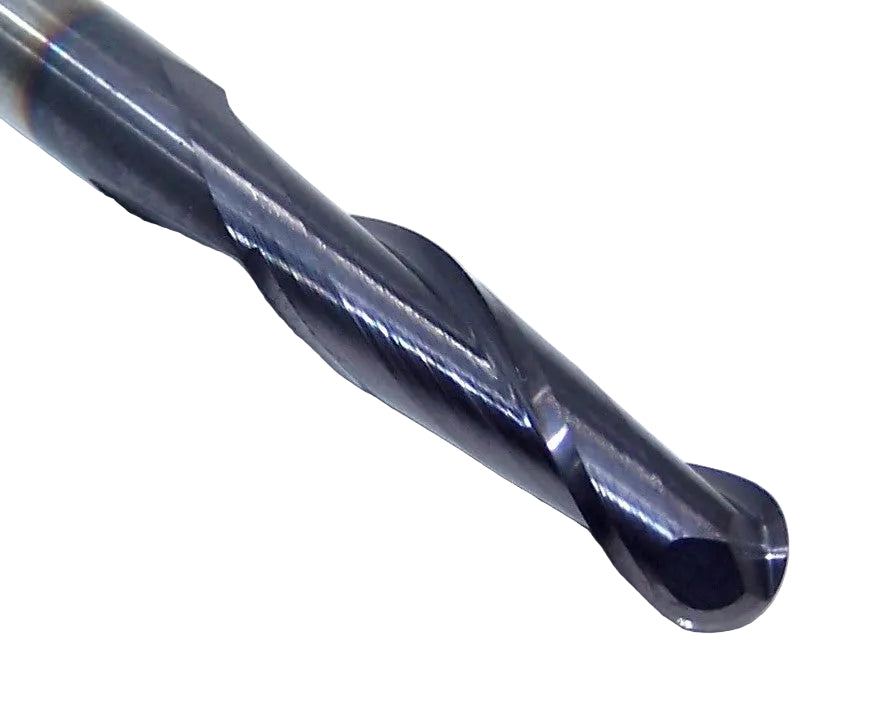 15019680A MAFord 5.00mm Carbide 2 Flute End Mill Ball End AlTiN .1968" Diameter 0.787" Flute 2.00" Length 0.196" Shank (55044)