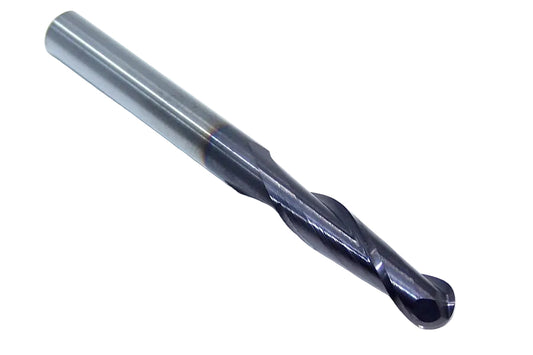 15019680A MAFord 5.00mm Carbide 2 Flute End Mill Ball End AlTiN .1968" Diameter 0.787" Flute 2.00" Length 0.196" Shank (55044)