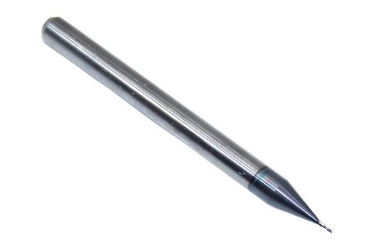 1610-0130L039 Kyocera 0.0130" Carbide 2 Flute End Mill ALTiN Coated 0.0130" Diameter 0.0390" Flute 1.5" Length 0.125" Shank