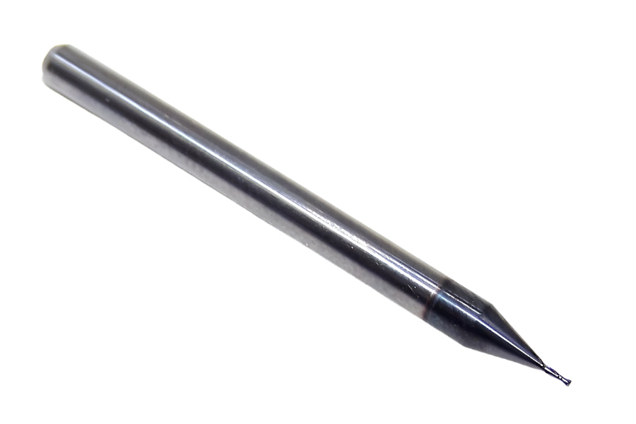 1610-0177L053 Kyocera 0.45mm Carbide 2 Flute End Mill ALTiN Coated 0.0177" Diameter 0.0530" Flute 1.5" Length 0.1181" Shank