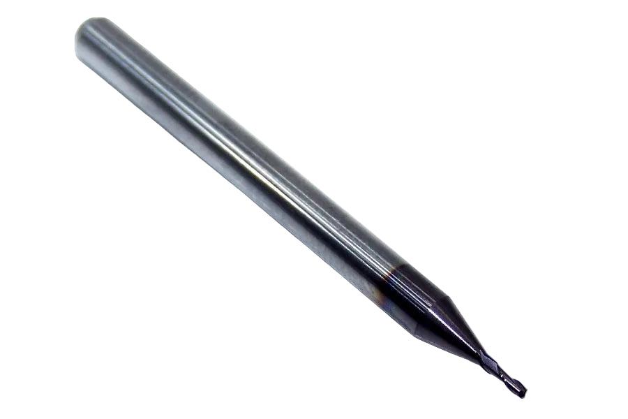 1612-0312L093CR Kyocera 1/32" Carbide 2 Flute End Mill 0.005" Radius AlTiN coated 0.0312" Diameter 0.093" Flute 1.5" Length 0.1250" Shank