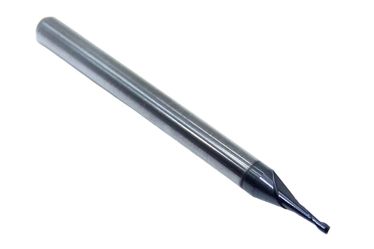 1612-0350L105CR Kyocera 0.035" Carbide 2 Flute End Mill 0.005" Radius ALTiN Coated 0.0350" Diameter 0.1250" Flute 1.5" Length 0.1250" Shank