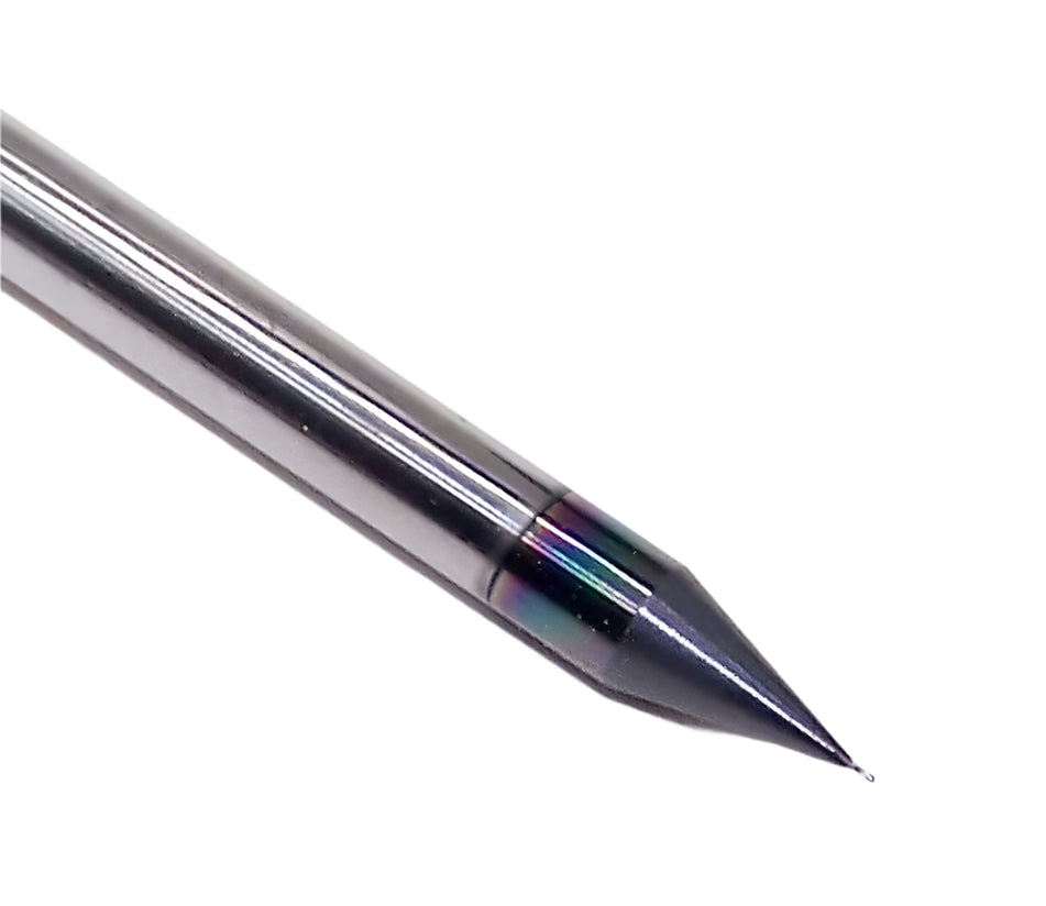 1620-0070L011 Kyocera 0.0070" Carbide 2 Flute End Mill ALTiN Coated 0.0070" Diameter 0.0110" Flute 1.5" Length 0.125" Shank