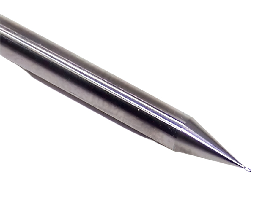 1620-0110.017 Kyocera 0.0110" Carbide 2 Flute End Mill Stub Length 0.0110" Diameter 0.0170" Flute 1.5" Length 0.125" Shank