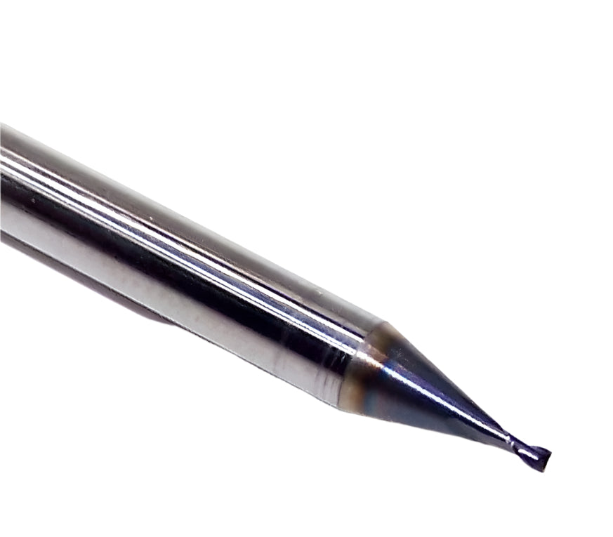 1620-0310L047 Kyocera 0.0310" Carbide 2 Flute End Mill ALTiN Coated 0.0310" Diameter 0.0470" Flute 1.5" Length 0.125" Shank