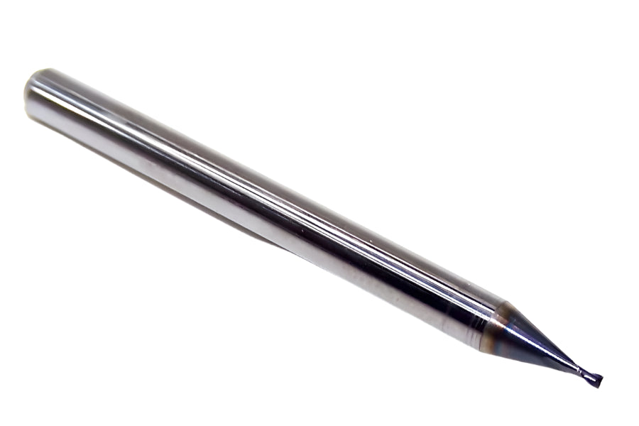 1620-0310L047 Kyocera 0.0310" Carbide 2 Flute End Mill ALTiN Coated 0.0310" Diameter 0.0470" Flute 1.5" Length 0.125" Shank