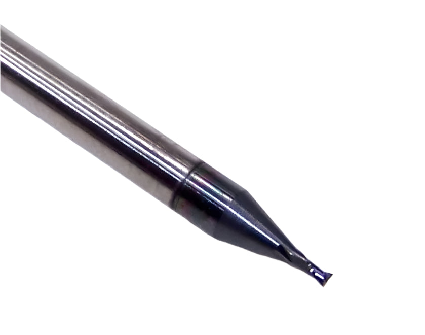 1620-0370L055 Kyocera 0.0370" Carbide 2 Flute End Mill ALTiN Coated 0.0370" Diameter 0.0550" Flute 1.5" Length 0.125" Shank