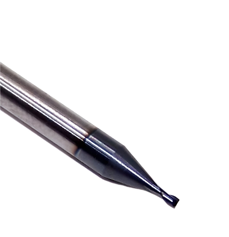 1620-0380L057 Kyocera 0.0380" Carbide 2 Flute End Mill ALTiN Coated 0.0380" Diameter 0.0570" Flute 1.5" Length 0.125" Shank