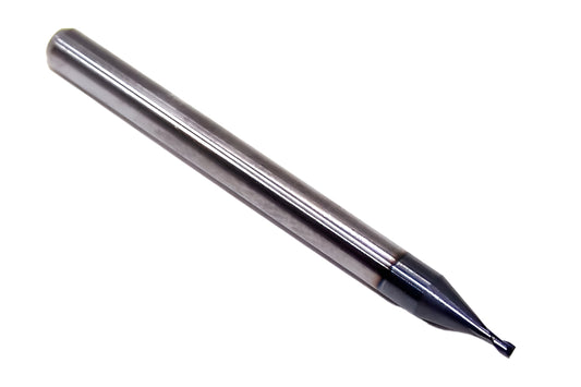 1620-0380L057 Kyocera 0.0380" Carbide 2 Flute End Mill ALTiN Coated 0.0380" Diameter 0.0570" Flute 1.5" Length 0.125" Shank