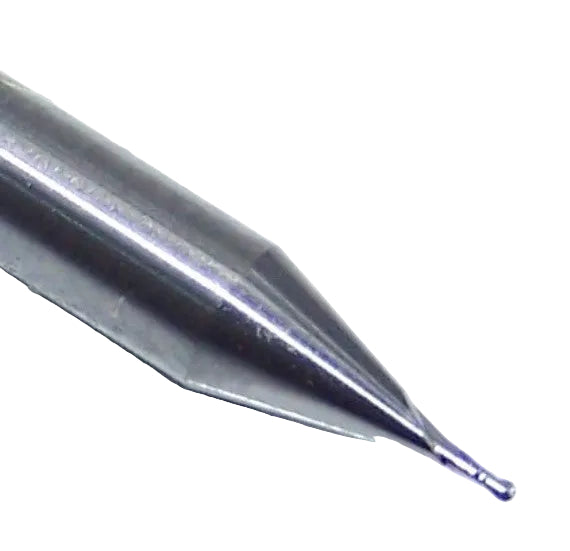 1625-0170.051 Kyocera 0.0170" Carbide 2 Flute End Mill Ball End 0.0170" Diameter 0.051" Flute 1.50" Length 0.125" Shank