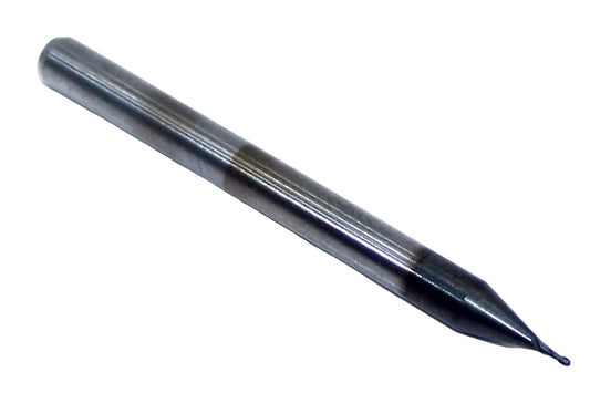 1625-0200D060 Kyocera 0.020" Carbide 2 Flute End Mill Ball End DLC Coated 0.0200" Diameter 0.0600" Flute 1.5" Length 0.125" Shank