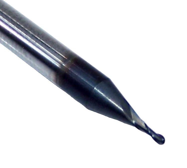 1625-0312D094 Kyocera 1/32" Carbide 2 Flute End Mill Ball End DLC Coated 0.0312" Diameter 0.094" Flute 1.5" Length 0.125" Shank
