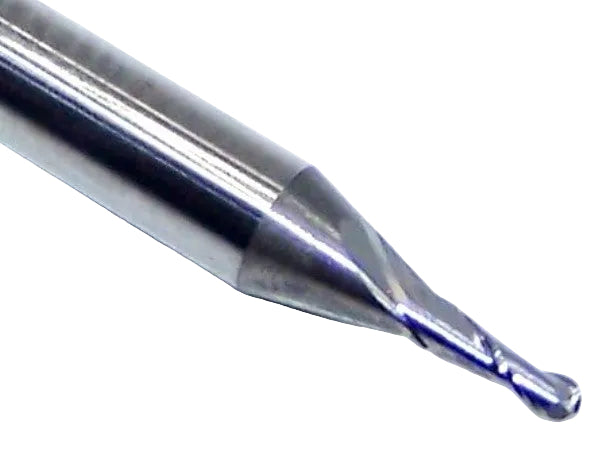1625-0440.132 Kyocera 0.0440" Carbide 2 Flute End Mill Ball End 0.0440" Diameter 0.1320" Flute 1.5" Length 0.125" Shank