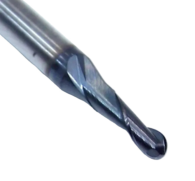 1625-0781L234 Kyocera 5/64" Carbide 2 Flute End Mill Ball End ALTiN Coated 0.0781" Diameter 0.234" Flute 1.5" Length 0.125" Shank