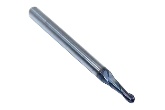 1625-0781L234 Kyocera 5/64" Carbide 2 Flute End Mill Ball End ALTiN Coated 0.0781" Diameter 0.234" Flute 1.5" Length 0.125" Shank
