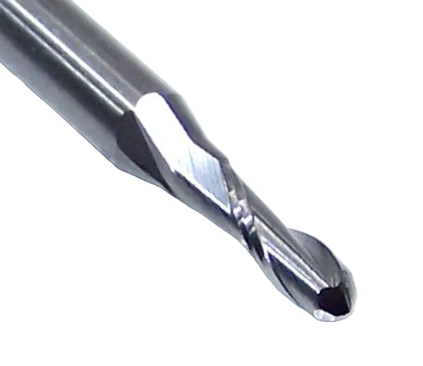 1625-0787.236 Kyocera 2.00mm Carbide 2 Flute End Mill Ball End 0.0787" Diameter 0.236" Flute 1.5" Length 0.1181" Shank