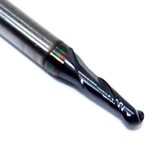 1625-0787L236 Kyocera 2.00mm Carbide 2 Flute End Mill Ball End AlTiN Coated 0.0787" Diameter 0.236" Flute 1.5" Length 0.1181" Shank (Copy)