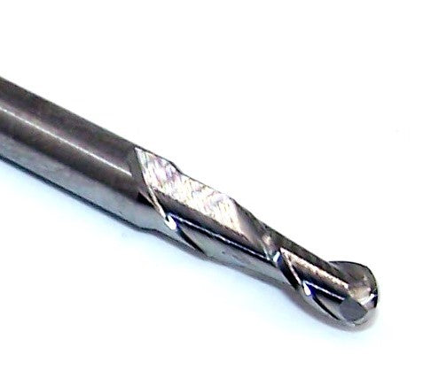 1625-0984.295 Kyocera 2.50mm Carbide 2 Flute End Mill Ball End .0984" Diameter .295" Flute  1.50" Length .1181" Shank