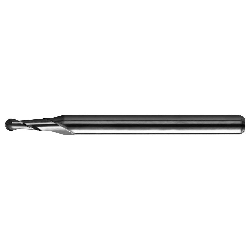 1625-0300D090 Kyocera 0.030" Carbide 2 Flute End Mill Ball End DLC Coated 0.0300" Diameter 0.0900" Flute 1.5" Length 0.125" Shank