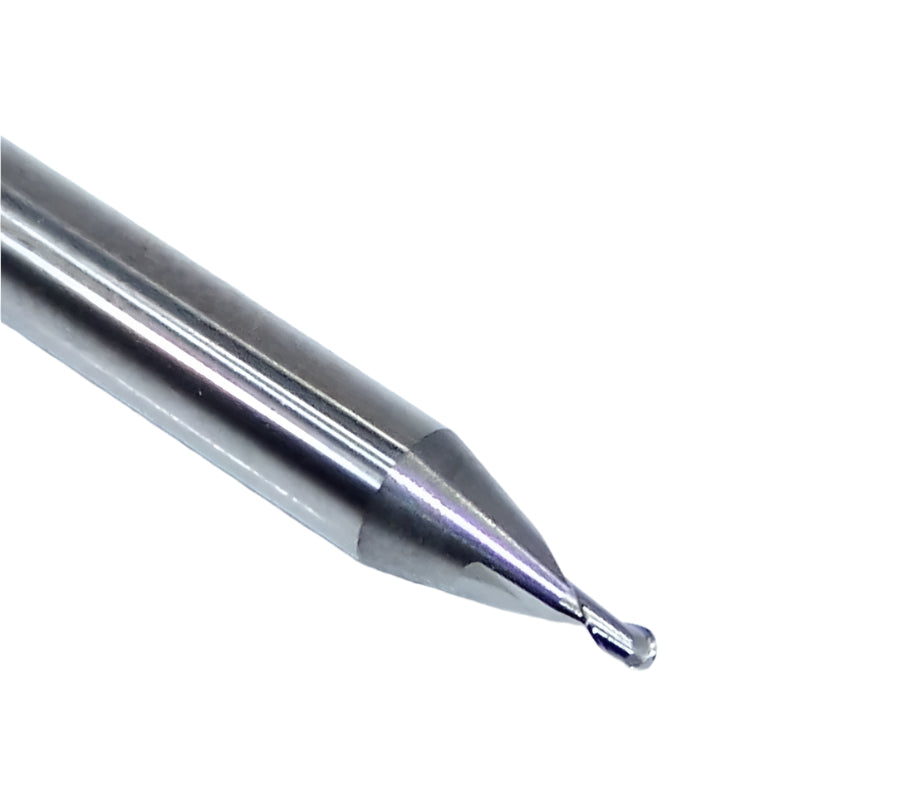 1635-0380.057 Kyocera 0.0380" Carbide 2 Flute End Mill Ball End Stub 0.0380" Diameter 0.057" Flute 1.5" Length 0.125" Shank