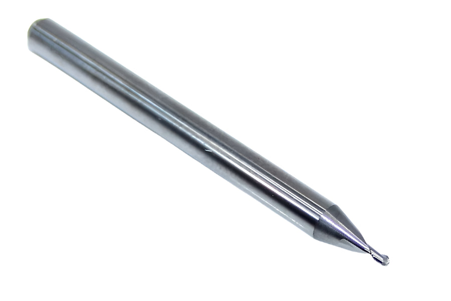 1635-0380.057 Kyocera 0.0380" Carbide 2 Flute End Mill Ball End Stub 0.0380" Diameter 0.057" Flute 1.5" Length 0.125" Shank
