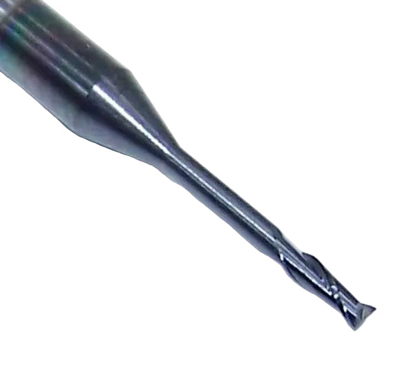 1640-0469L390 Kyocera 3/64" Carbide 2 Flute End Mill .390" Extended Reach 0.0469" Diameter 0.141" Flute 1.50" Length 0.125" Shank