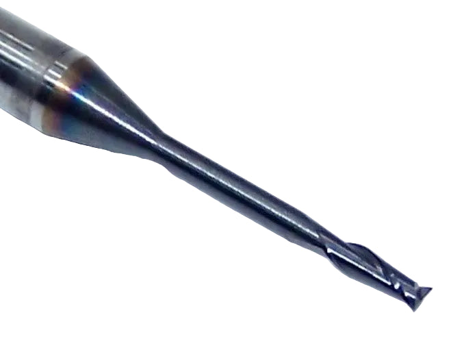 1640-0469L423 Kyocera 3/64" Carbide 2 Flute End Mill .423" Extended Reach ALTiN Coated 0.0469" Diameter 0.141" Flute 1.50" Length 0.125" Shank