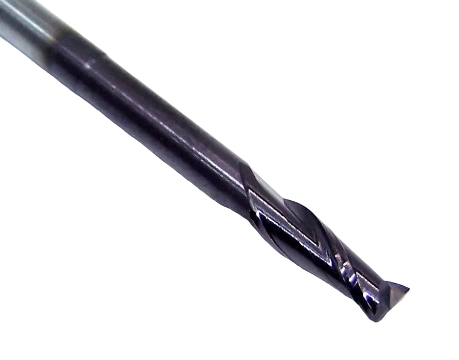 1640-1181L906 Kyocera 3.00mm Carbide 2 Flute End Mill .906" Extended Reach ALTiN Coated 0.1181" Diameter 0.354" Flute 2.00" Length 0.1181" Shank