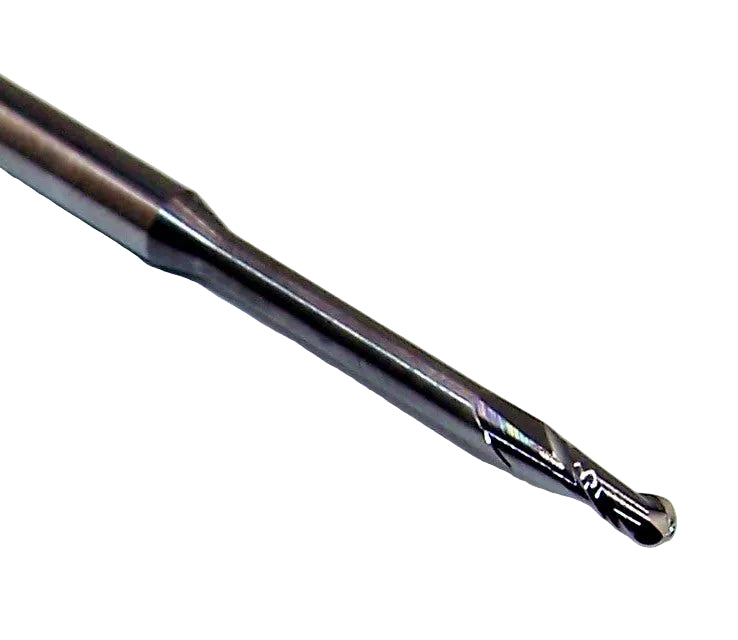 1645-0787.787 Kyocera 2.00mm Carbide 2 Flute End Mill .787" Extended Reach Ball End 0.0787" Diameter 0.236" Flute 2" Length 0.1181" Shank