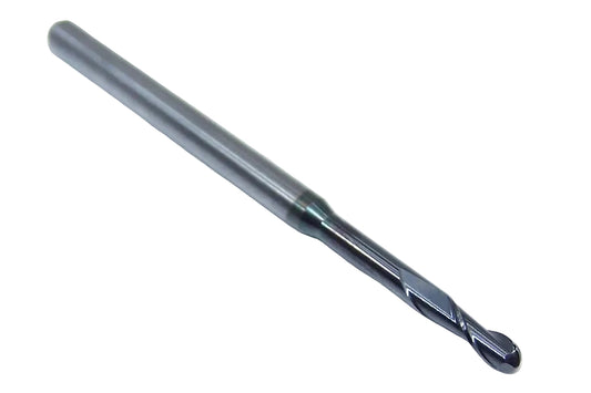 1645-0950L750 Kyocera 0.0950" Carbide 2 Flute End Mill Extended Reach Ball End ALTiN Coated 0.0950" Diameter 0.750" Flute 2" Length 0.125" Shank