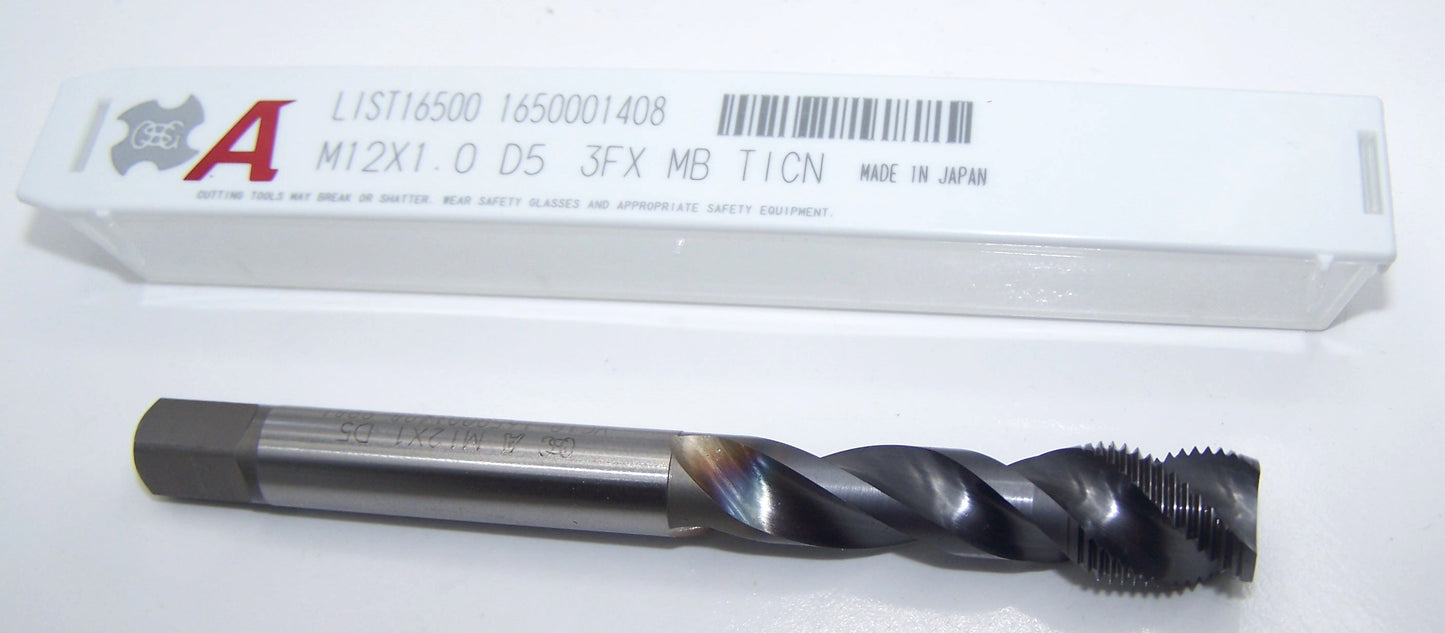 1650001408 OSG M12 x 1.0 Bottom Cut Tap D5 2.5P TiCN Coated A-TAP V