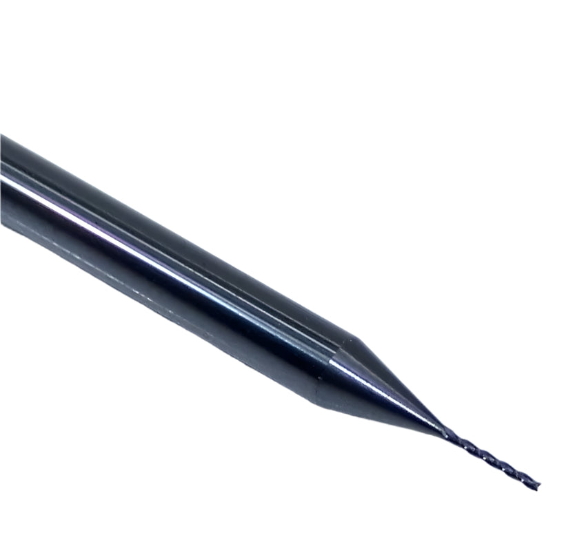 1710-0200L160 Kyocera 0.0200" Carbide 3 Flute End Mill ALTiN Coated 0.0200" Diameter 0.160" Flute 2.5" Length 0.125" Shank