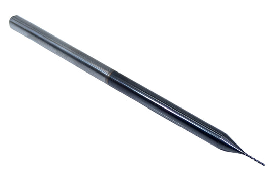1710-0200L160 Kyocera 0.0200" Carbide 3 Flute End Mill ALTiN Coated 0.0200" Diameter 0.160" Flute 2.5" Length 0.125" Shank