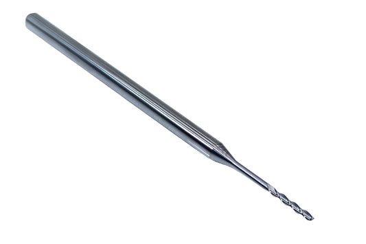 1740-0500.600 Kyocera 0.0500" Carbide 3 Flute End Mill .600" Extended Reach 0.0500" Diameter 0.300" Flute 2.5" Length 0.125" Shank