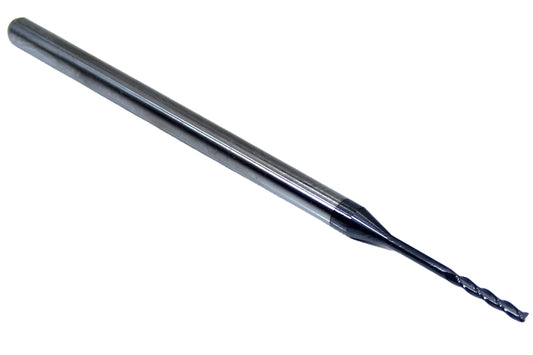 1740-0500L600 Kyocera 0.0500" Carbide 3 Flute End Mill .600" Extended Reach ALTiN Coated 0.0500" Diameter 0.300" Flute 2.5" Length 0.125" Shank
