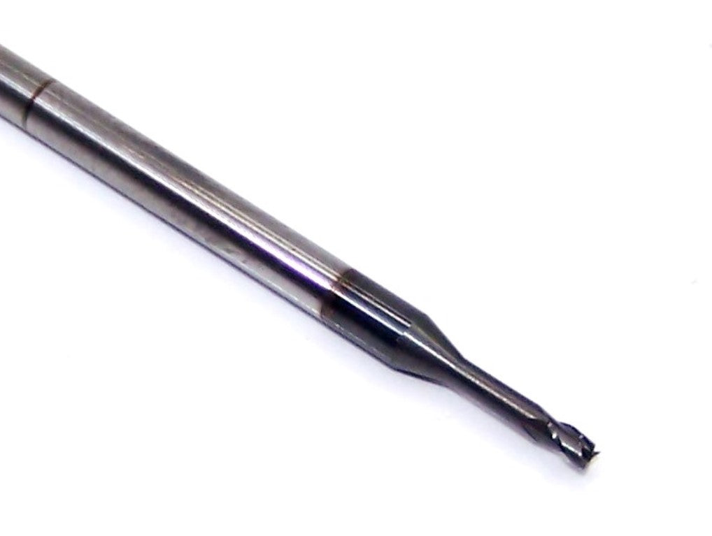 1740-0650D325 Kyocera 0.0650" Carbide 3 Flute End Mill .325" Extended Reach DLC Coated 0.0650" Diameter 0.097" Flute 2.5" Length 0.125" Shank