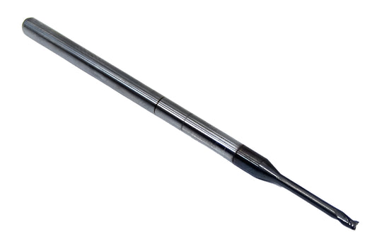 1740-0650D530 Kyocera 0.0650" Carbide 3 Flute End Mill .530" Extended Reach DLC Coated 0.0650" Diameter 0.097" Flute 2.5" Length 0.125" Shank