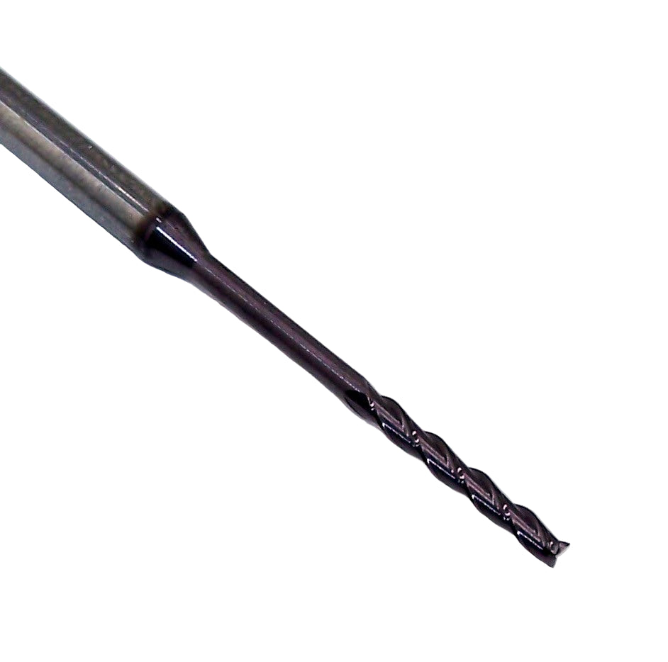 1740-0700L1000 Kyocera 0.0700" Carbide 3 Flute End Mill 1.00" Extended Reach ALTiN Coated 0.0700" Diameter 0.500" Flute 2.5" Length 0.125" Shank